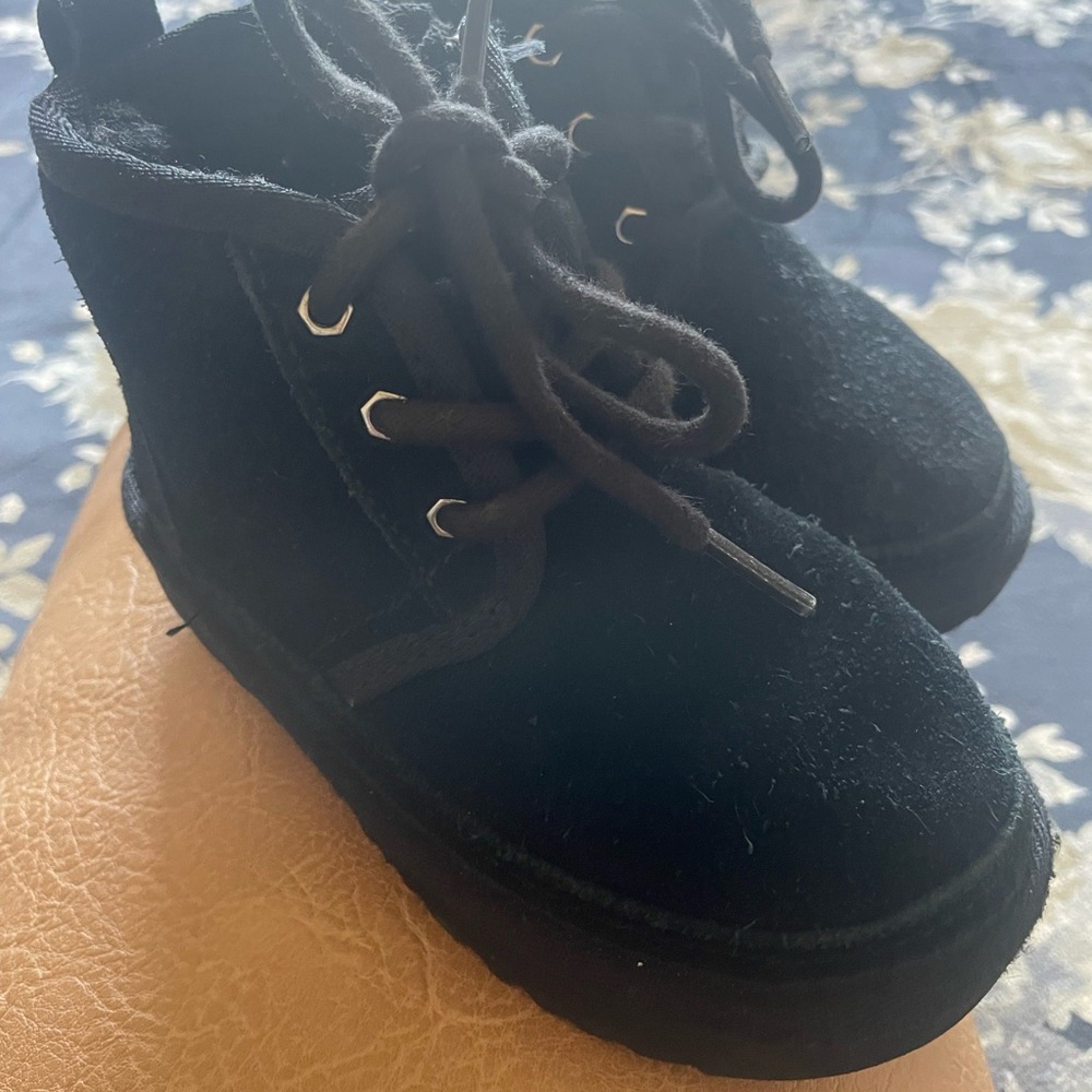 UGG Black Suede Ankle Boots with Sturdy Sole